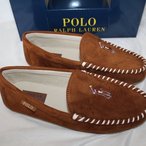 NIB POLO RALPH LAUREN MEN\'S SUEDE PONY‎ EMBROIDERED SLIPPERS main image 4